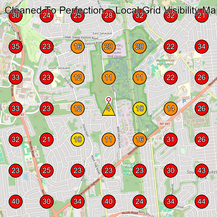 Cleaned To Perfection GeoGrid visibility map for House Cleaning Service in Selden